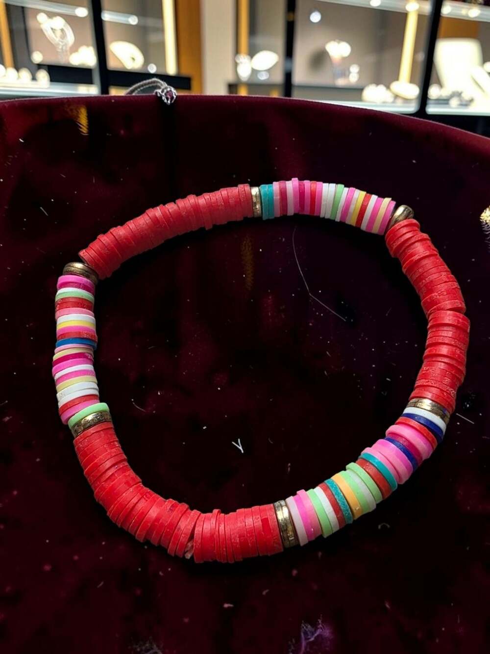Bright Bead Bracelet with Gold Bead